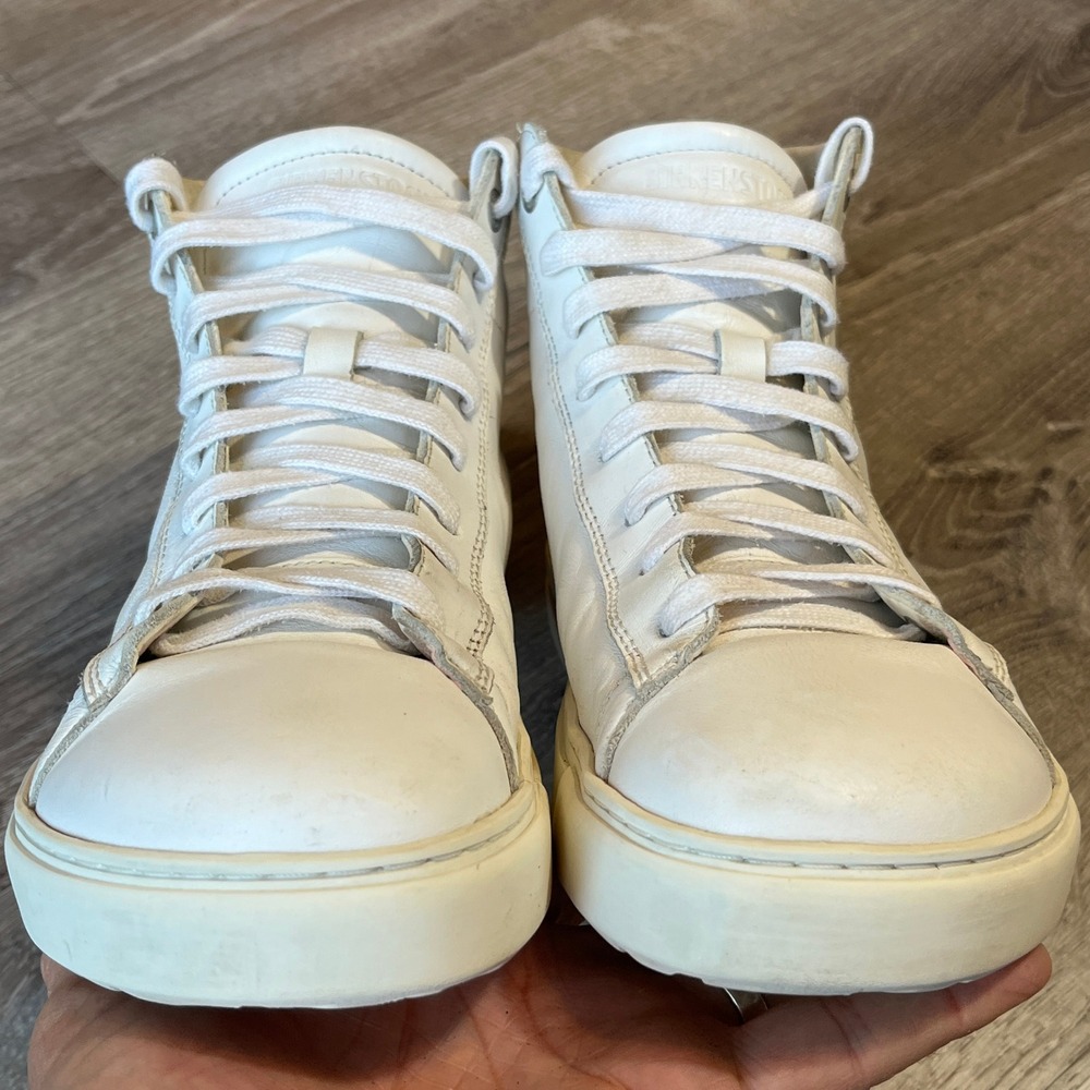 Birkenstock Bend‎ Mid White Leather High Top Sneakers Shoes Womens 40 L9 M7 - Picture 4 of 10